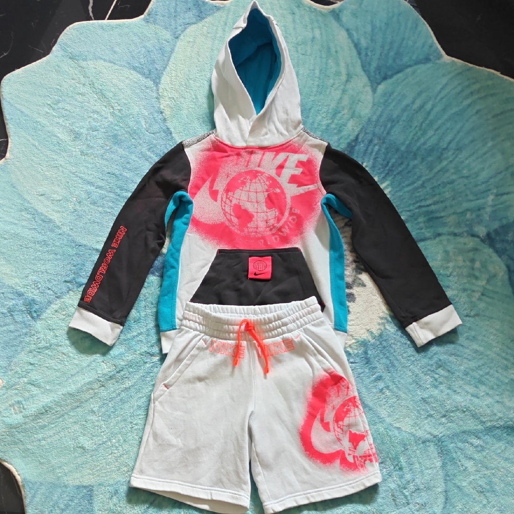Nike Kids Hoodie and Shorts Set - Black, White, Pink, Blue